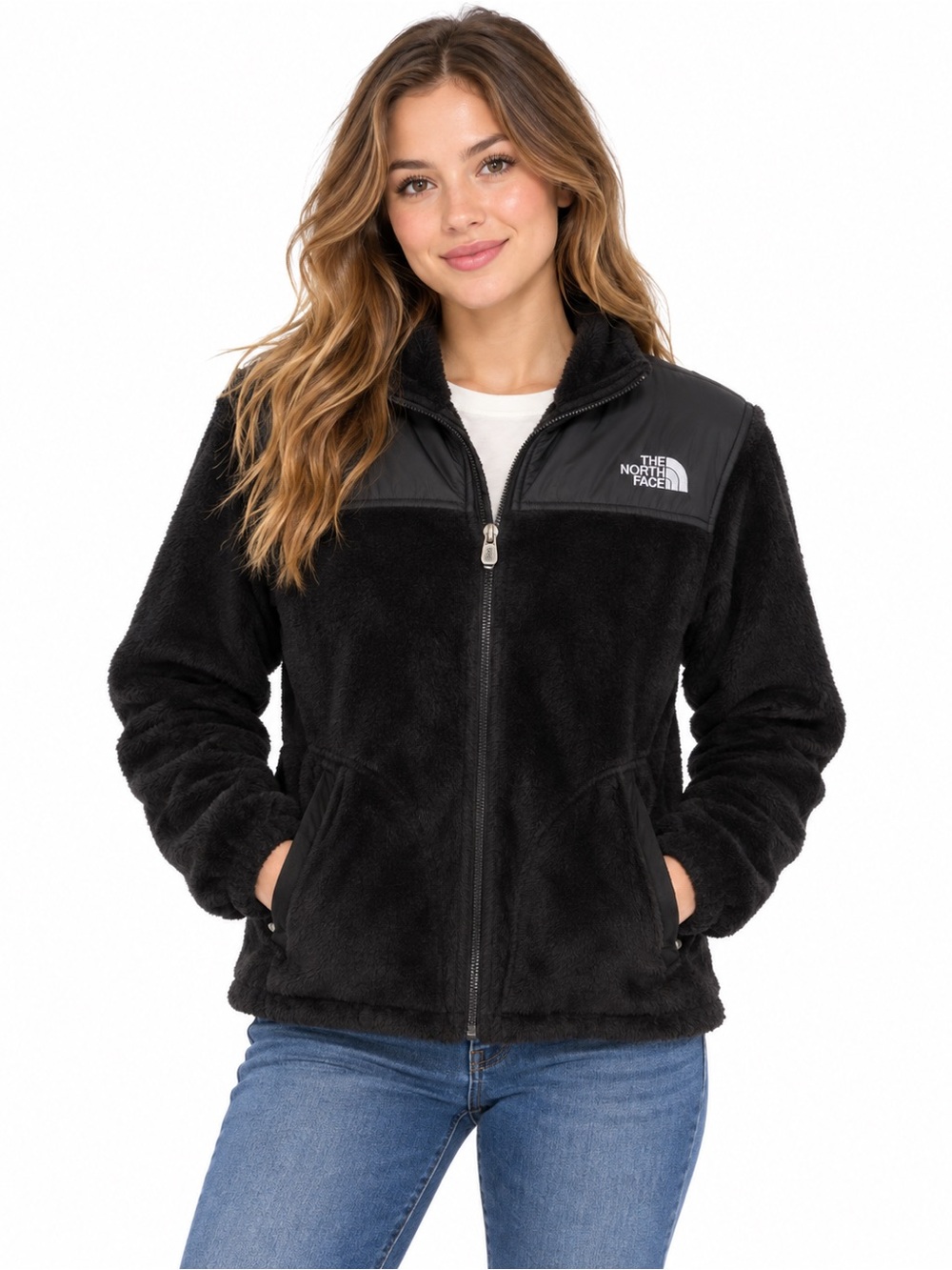 The North Face Black Plush Full‑Zip Teddy Jacket - 1137